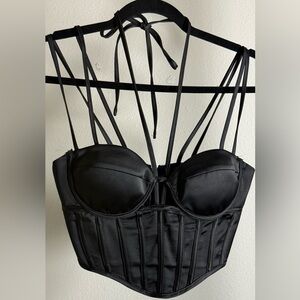 Aqua Black Strappy Crop Top